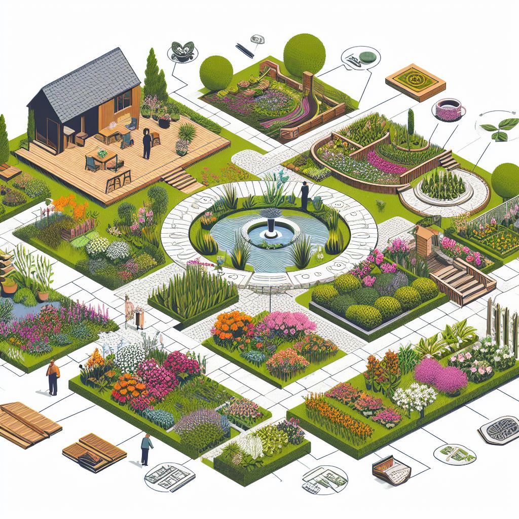 Landschaftsgestaltung und -planung: Dieser Bereich umfasst die Beratung, Planung und Umsetzung von Gartenlayouts, Gestaltung von Außenbereichen, Anlage von Beeten und Blumenarrangements sowie die Integration von Elementen wie Terrassen, Wege und Wasserelemente.